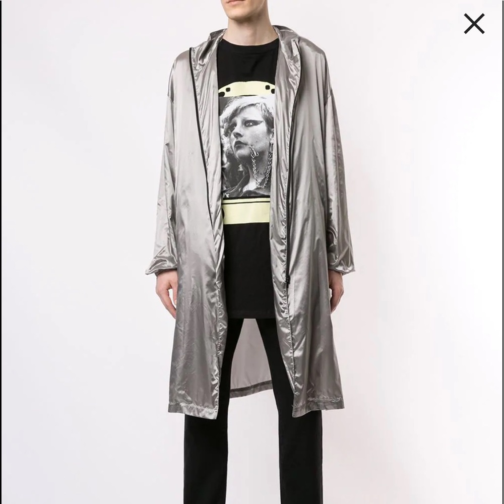RAF SIMONS METALIC TSHIRT LINED RAIN COAT -BNWT